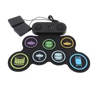 UPALDHOU Tampon de Tambour électrique, Kit de Tambour en Silicone Enroulable avec des Haut-parleurs MIDI et Double, Ensemble de Batterie électronique Rechargeable Portable, Conception de 7 Pad