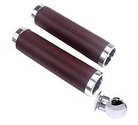 UPANBIKE Poignées de Guidon de Vélo,Cuir Poignées de Vélo avec Double Verrouillage pour VTC et VTT (1 Paire,Café)