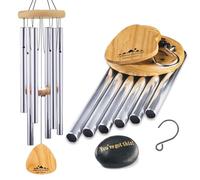UpBlend Outdoors Carillon éolien pour extérieur - Carillon éolien argenté de 73,7 cm pour l'extérieur, Carillon éolien harmonique pour l'extérieur, Carillon éolien pour Maman, Grand-mère, Carillon à
