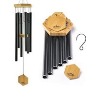 UpBlend Outdoors Carillon éolien pour extérieur - Carillon éolien Noir de 73,7 cm pour l'extérieur, Carillon à Vent Zen pour extérieur, Carillon à Vent décoratif pour Maman, Grand-mère, Cadeaux pour