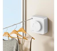 UpChoNice Corde à linge rétractable pour intérieur et extérieur, 5 m, en acier inoxydable non affaissée avec fixation murale, très résistante, égouttoir à vêtements peu encombrant (1, blanc)