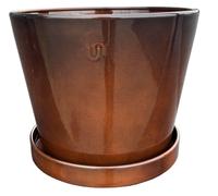 UPCYCLE-Soucoupe pour pot évasé coloris marron en métal recyclé - 23,5 x 23,5 x 3 cm