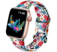 Upeak Bracelet Floral Double Compatible avec Apple Watch Strap 38mm 40mm 41mm 42mm(Series 10 11), Silicone Bracelet Souple pour iWatch Series 11/10/9/8/7/6/5/4/3/2/1/SE, Feuille de palmier