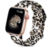 Upeak Bracelet Floral Double Face Compatible avec Apple Watch Strap 38mm 40mm 41mm 42mm(Series 10 11), Motif Silicone Bracelet Souple pour iWatch Series 11/10/9/8/7/6/5/4/3/2/1/SE, Léopard