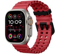 Upeak Bracelet sport compatible avec Apple Watch Ultra, 49 mm, 45 mm, 44 mm, 42 mm, 46 mm, 26 mm réglable en silicone pour iWatch Series 11 10 9 SE 8 7 6 5 4 3 2 1 Rouge
