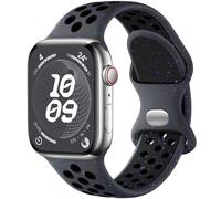 Upeak Bracelet Sport Compatible avec Bracelet Apple Watch 45mm 44mm 42mm 49mm, Bracelet en Silicone Respirant à Flocons Colorés, pour Bracelet iWatch Ultra SE Series 9 8 7 6 5 4 3 2 1, L, Charbon/Noir