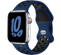 Upeak Sport Bracelet Compatible avec Bracelet Apple Watch 44mm 45mm 46mm 42mm 49mm, Sangle en Silicone Respirant à Double Trou, pour iWatch Series 10 9 8 7 6 5 4 3 2 1 SE Ultra, S, Bleu nuit/Noir