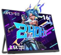 UPERFECT 16" 2.5K 240Hz Écrans Portable avec Béquille 2560x1600 QHD 100% DCI-P3 400 Nits 240HZ Gaming Monitor 1ms MPRT Adaptive Sync, HDR, Anti-Flicker/Glare, Low Blue Light, VESA Mount, HDMI 2.1