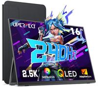 UPERFECT 2.5K 240Hz Écran de Jeu Portable 16" QLED 100% DCI-P3 2000:1 | HDR10 QHD, 400Nits, avec Socle et Fixation VESA, Adaptive Sync, HDMI 2.1 - Écran Externe pour Laptop/PC/console de jeux