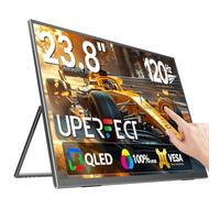 UPERFECT 23.8" 120Hz QLED Tactile Moniteur Portable FHD 1080p 100% sRGB Grand Écran Mat pour Travail Jeu avec Support Réglable à 180°, USB-C HDMI pour Laptop/PC/Console de Jeu/mini PC, Compatible VESA