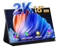 UPERFECT Écran portable 16 pouces 2560*1600 2K IPS, luminosité 500cd/m², 100% sRGB avec interface DHMI/Type C/OTG