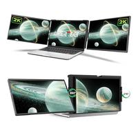 UPERFECT Laptop Screen Extender, 2K 14" 360° Patented Unique Swivel Hinge Triple Monitor, 2240x1400 QHD IPS Portable Dual Monitor for 13.3"-17.3'' Laptops, Plug & Play with Mac, Wins, Android