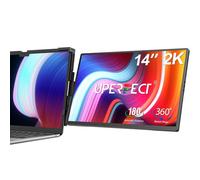 UPERFECT Laptop Screen Extender, 2K 14" 360°Unique Swivel Hinge w/ 180° Automatic Rotation, 2240x1400 QHD IPS Portable Monitor for 14"-17'' Laptops, Plug & Play with Mac, Wins, Dex (Only One Screen)