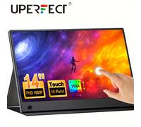 UPERFECT Moniteur portable 14" 60 Hz avec écran tactile, 100 % sRGB, avec VESA et pied, réglable à 180°, ultra-fin et léger, second écran de voyage pour ordinateur portable