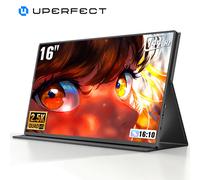UPERFECT Moniteur portable 16" 2K 144 Hz avec écran QLED 2560 x 1600, format 16:10, contraste 1200:1, luminosité 450 nits, Mini HDMI, Type-C, pour PC, ordinateur portable, téléphone portable, Xbox, Sw