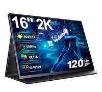 UPERFECT Moniteur Portable 2K 120 Hz Ecran Mobile 16 Pouces avec Contraste 2560 x 1600 1200:1 Écran IPS 400 Nits Mini HDMI USB C pour PC Laptop Smartphone Xbo Switch PS4/5 Compatible VESA