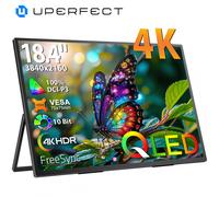 UPERFECT Moniteur portable QLED 4K 18,4 pouces avec écran UHD 3840 x 2160, support intégré, USB-C, Mini-HDMI, pour PC, ordinateur portable, téléphone portable, Xbox, Switch, PS4/5, boîtier en métal, é