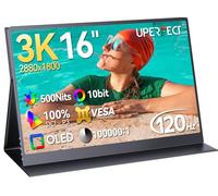 UPERFECT OLED Moniteur Portable 3K | 120Hz 16 Pouces Portable Gaming Monitor, 500 Nits |100% DCI-P3 | 10-Bit | 100000:1 Contrast | 1ms Écran pour aptop PC Phone Game Consoles, Compatible VESA
