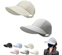 UPF Sun Protection Baseball Hat for Men and Women,Quick-Dry Wide Brim Outdoor Sports Hats,Adjustable Running Sunshade Caps (Beige+Gray)