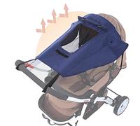 UPF50+ Pare-Soleil pour Poussette Universelle Anti-UV Canopy étanche Housse de Soleil tissu double couche avec fenêtre et ailes d'ombrage extra larges Auvent à Réglable pour Nacelle Landau Couffin