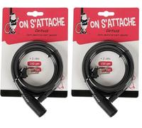 upfit - Cadenas/antivol vélo, Antivol Spirale avec Verrouillage à clés - Longueur 150cm - ø8mm - Protège du vol (Lot de 2)