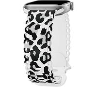 UpfurMach Compatible avec les bracelets Apple Watch 41 mm, 40 mm, 38 mm, 49 mm, 45 mm, 44 mm, 42 mm, pour femmes et filles, imprimé léopard, en silicone souple, pour iWatch Ultra SE Series 8 7 6 5 4 3 2 1, LeoBW-38