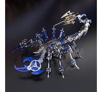 UpGLeuch Casse-tête 3D en métal bleu pour adultes - Scorpion avec outil - Puzzle 3D coloré en métal - Jouet de bureau - Cadeaux pour adultes