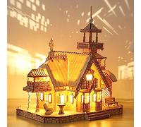 UpGLeuch Puzzle 3D Villa Lumineuse - Pour Adultes - Vintage Kit Bois - Décoration Maison Bureau