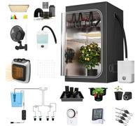 Upgrade 32X32 Integrated Grow Tent Complete Kits System S1000 LED Grow Light Grow Tent Kit 4" Fan Filter and Humidifier (Fan Filter+LED Light+Grow Tents+Irrigation Kit+Clip Fan+Heater+Humidifier)