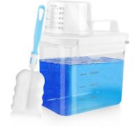 Upgrade Distributeur de lessive hermétique 1100 ml avec verre doseur, rangement de détergent transparent avec graduation, boîte de rangement en poudre sans PET BPA avec couvercle verrouillable