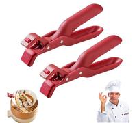 Upgrade Hot Plate Gripper Lifters Tongs, Multi-function Anti-Scald Bowl Clip, Kitchen Silicone Anti Slip Clip Tool for Pot, Pan, Bowl, Plate, Baking Tray (2* Red)