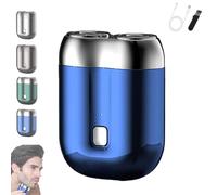 Upgrade Model Mini Dual-Head Electric Shaver, 2025 New Upgrade Pocket Shaver USB Mini Shavers, Waterproof Pocket Electric Shavers, for Home, Car, Travel (Blue)
