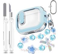 [Upgrade] pour AirPods Pro 2 Coque (2023/2022/2019) avec kit de Nettoyage, conçu pour Airpods Pro 2e/1re gén (câble USB-C/Lightning), Bracelet de Transport Multifonctionnel, Bleu Ciel