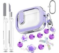 [Upgrade] pour AirPods Pro 2e gén Coque (2023/2022/2019) avec kit de Nettoyage, conçu pour Airpods Pro 2e/1re gén (câble USB-C/Lightning), Bracelet de Transport Multifonctionnel, Violet