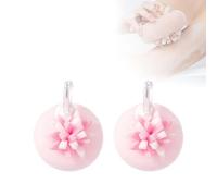 Upgrade Super Soft Sunflower Suction Cup Bath Ball, 2025 New 2-in-1 Sunflower Bathing Ball with Finger Rings, Exfoliating Bath Sponge Cleaning Brush for Women Men (Hot Pink*2)