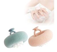 Upgrade Super Soft Sunflower Suction Cup Bath Ball, 2025 New 2-in-1 Sunflower Bathing Ball with Finger Rings, Exfoliating Bath Sponge Cleaning Brush for Women Men (Pink+green)