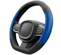 Upgrade4cars Couvre Volant Voiture Forme D Noir Bleu Simili Cuir | Housse de Protection Taille Universel 37-38 cm | Accessoires Auto Decoration Interieur Protege