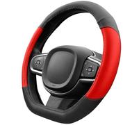 Upgrade4cars Couvre Volant Voiture Forme D Noir Rouge Simili Cuir | Housse de Protection Taille Universel 37-38 cm | Accessoires Auto Decoration Interieur Protege