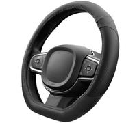 Upgrade4cars Couvre Volant Voiture Forme D Noir Simili Cuir | Housse de Protection Taille Universel 37-38 cm | Accessoires Auto Decoration Interieur Protege