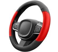 Upgrade4cars Couvre Volant Voiture Noir Rouge Simili Cuir | Housse de Protection Taille Universel 37-38 cm | Accessoires Auto Decoration Interieur Protege
