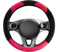 Upgrade4cars Couvre Volant Voiture Peluche Rose Noir | Accessoires Auto Interieur | Housse Taille Universel 37-39 cm | Cadeaux pour Femmes et Hommes | Decoration pour l'été et l'hiver