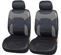 upgrade4cars Housses de Siège de Voiture Avant Simili-Cuir Universelle Noir Gris | Housse de Sieges Auto Universel pour Conducteur et Passager | Accessoire Interieur