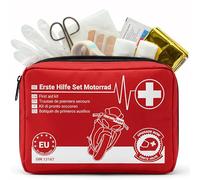 Upgrade4cars Trousse de Secours Moto 2026 DIN 13167 Kit Premiers Secours Valable dans Toute l'Europe | Trousse de Secours selon Norme Actuelle