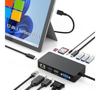 Upgraded 12 in 1 Microsoft Surface Dock, Station d'accueil Surface Pro Triple Display Microsoft Surface Hub Adapter pour Surface Pro 9/8/X/7/6/5/4/3,Surface Book 3/2/1,Surface Laptop go/4/3/2/1
