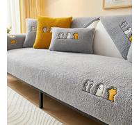 Upgraded Couch Covers - Housses de canapé en polaire épaisse en peluche avec patte de chat mignonne, douce et chaude, housse de canapé sectionnelle antidérapante en forme de L for chiens(Grey,90*180cm