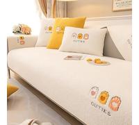 Upgraded Couch Covers - Housses de canapé Sherpa Housse de canapé en peluche épaissie Patte de chat de dessin animé Housse de canapé sectionnelle en peluche douce et chaude Housse de canapé antidérapa