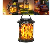 Upgraded Flickering Flame Solar Lantern Outdoor Waterproof Light, Dancing Flame Solar Lantern Outdoor Lights, Auto On/Off Decorative Fire Lanterns for Yard Patio Lawntable Garden (1pcs)