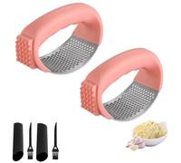 Upgraded Garlic Press Rocker, Stainless Steel Garlic Press with Cleaning Brush, Comfortable Grip, Convenient and Labor-Saving, Suitable for Crushing Garlic and Ginger (2Pcs-P)