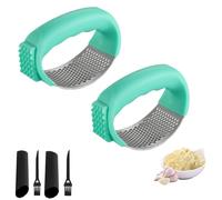 Upgraded Garlic Press Rocker, Stainless Steel Garlic Press with Cleaning Brush, Comfortable Grip, Convenient and Labor-Saving, Suitable for Crushing Garlic and Ginger (2Pcs-G)