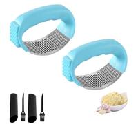 Upgraded Garlic Press Rocker, Stainless Steel Garlic Press with Cleaning Brush, Comfortable Grip, Convenient and Labor-Saving, Suitable for Crushing Garlic and Ginger (2Pcs-B)